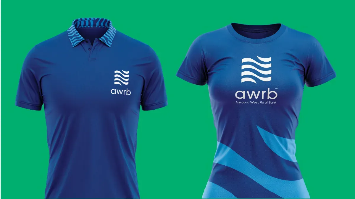 Polo shirt and t-shirt with the wave graphic across the body.