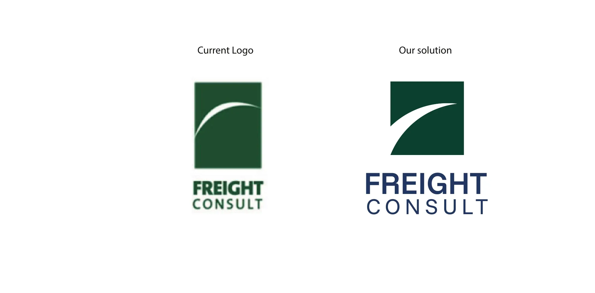The previous Freight Consult logo beside the refreshed version.