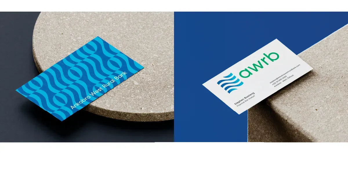 Business cards, one in the flow pattern and one showing the lockup.