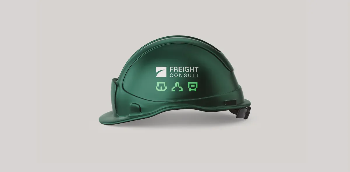 Green hard hat with the lockup and service icons.