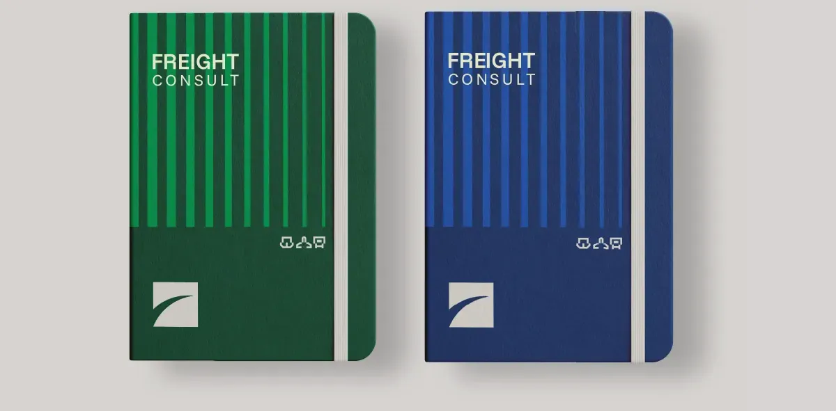 Two notebooks in green and blue carrying the striped pattern.