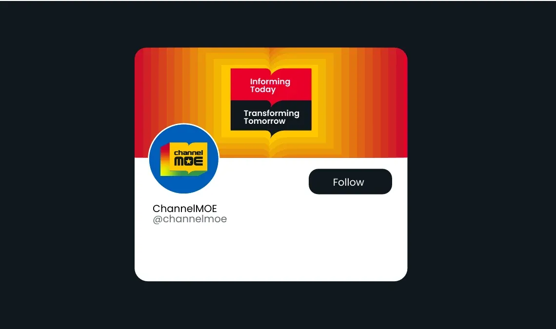 Social profile header using the open-book gradient and the tagline lockup.