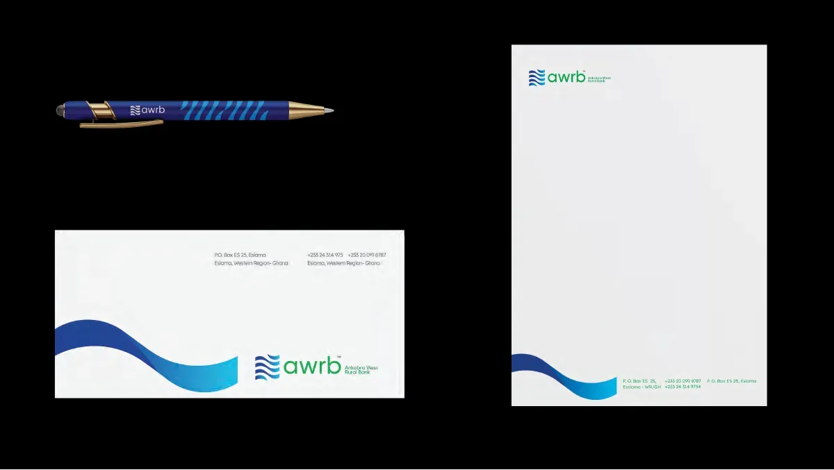 Pen, envelope and letterhead using the gradient wave.